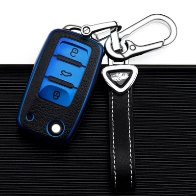 Lavida Bora Sagitar Jetta: Car key bag - volkswagen-a-folding-3-key-sapphire-blue-single-shell-triangle-belt-rope-double-buckle