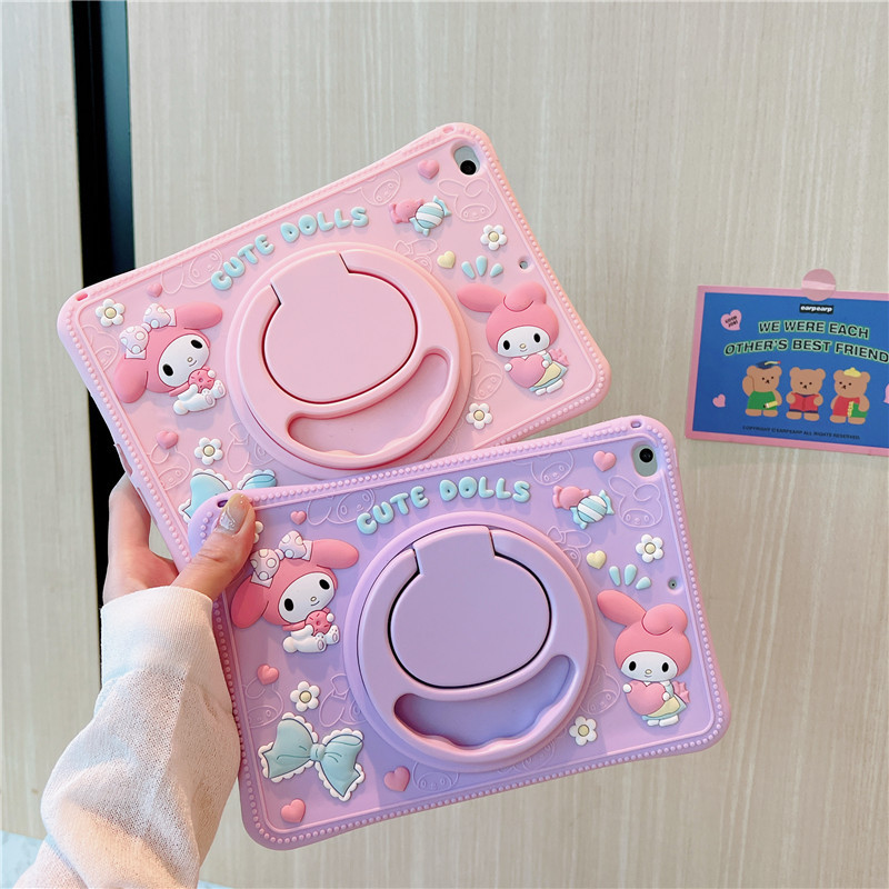 Cute meilti ipad mini123 tablet protective case 360 rotating bracket ipad5 silicone air4 applicable Cute meilti ipad mini123 tablet protective case 360 rotating bracket ipad5 silicone air4 applicable