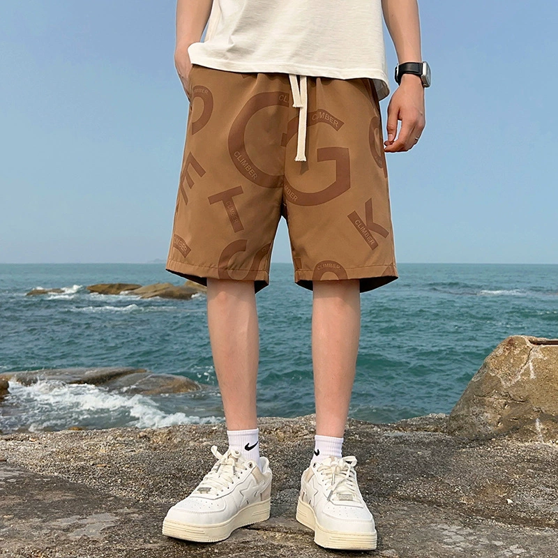 Прямая трансляция больших штанов Мода свободные шорты с принтом мужские укороченные брюки средние брюки спортивные брюки повседневные брюки мужские брюки