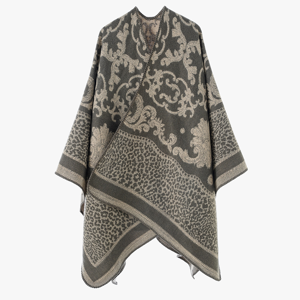 Nueva impresión de leopardo de otoño y invierno jacquard bufandas de doble cara de moda de moda cálida