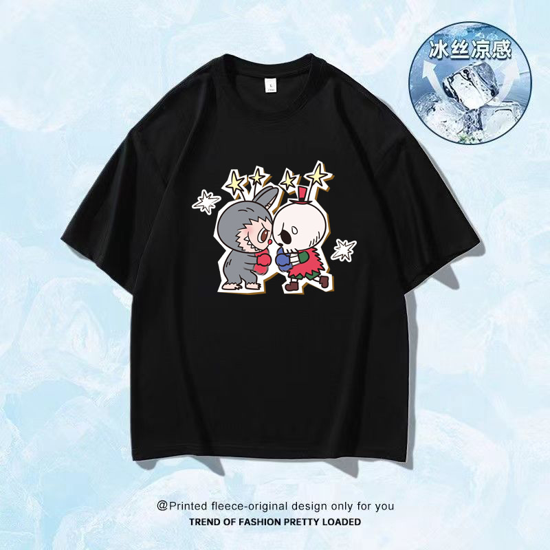 2026 helado seda camiseta impresa de manga corta logotipo grande ropa de trabajo DIY ropa de trabajo impresa de cuello redondo camiseta