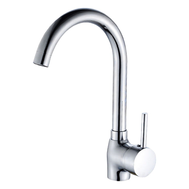 Grifo de cocina de cobre de tres vías con válvula mezcladora para fregadero, caño para agua fría y caliente.