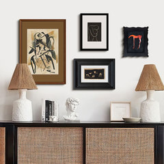 French Retro Niche Abstract Art Living Room Decoration Painting Restaurant Entrance Ancient Coin Style Study Wall Art Set