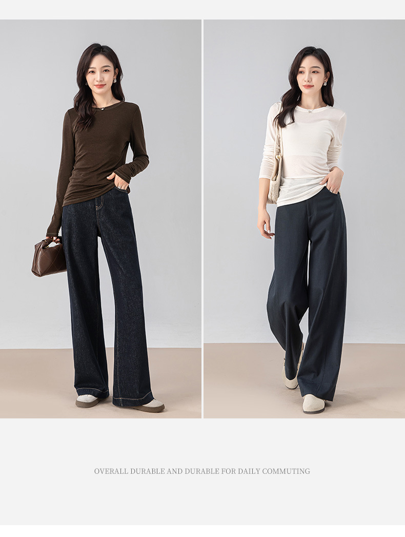Áo thun nữ cổ tròn dáng rộng tay dài chất Tencel Cashmere phong cách retro Hàn Quốc — Màu cà phê chi tiết 3