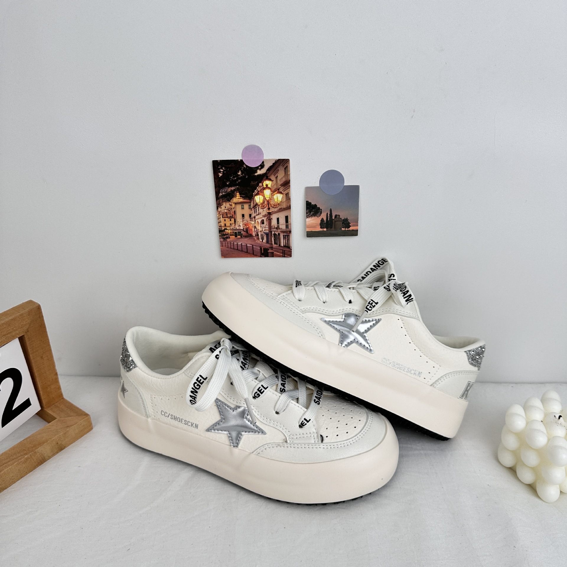 Zapatos blancos de suela gruesa para mujeres 2025 nuevos zapatos suaves y bonitos, zapatos de skate, papá 6612 image 9