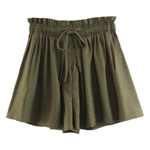 Wide leg pants female summer New plus size women chubby girl drawstring elastic waist flower bud shorts slightly fat women N7135