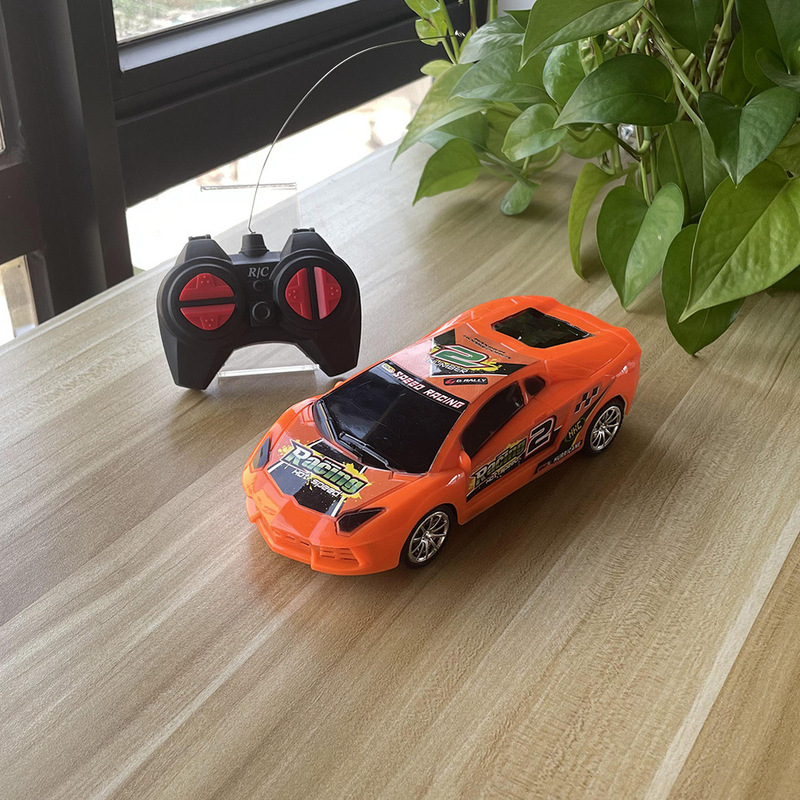 Children's Electric Model Racing Car with Light Four-Channel Wireless Remote Control Supercar Boxed Plastic Street Stall Toy