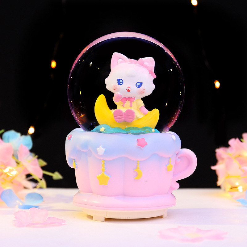 卡通水晶球发光小夜灯星空情书家居桌面摆件儿童生日礼物小礼品|undefined
