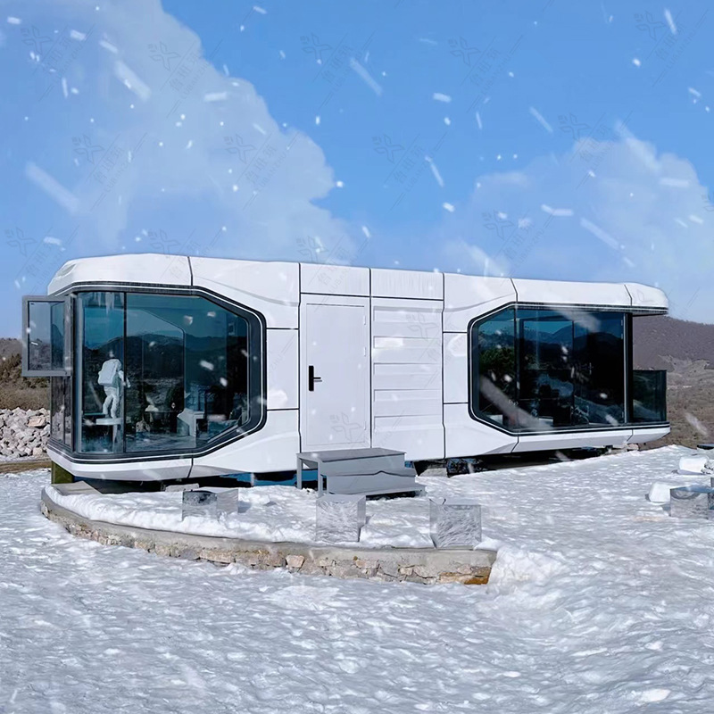 Casa de ensamblaje modular de la cápsula del futuro, centro comercial, punto escénico, tienda de aleación de aluminio móvil, cápsula espacial personalizada a demanda