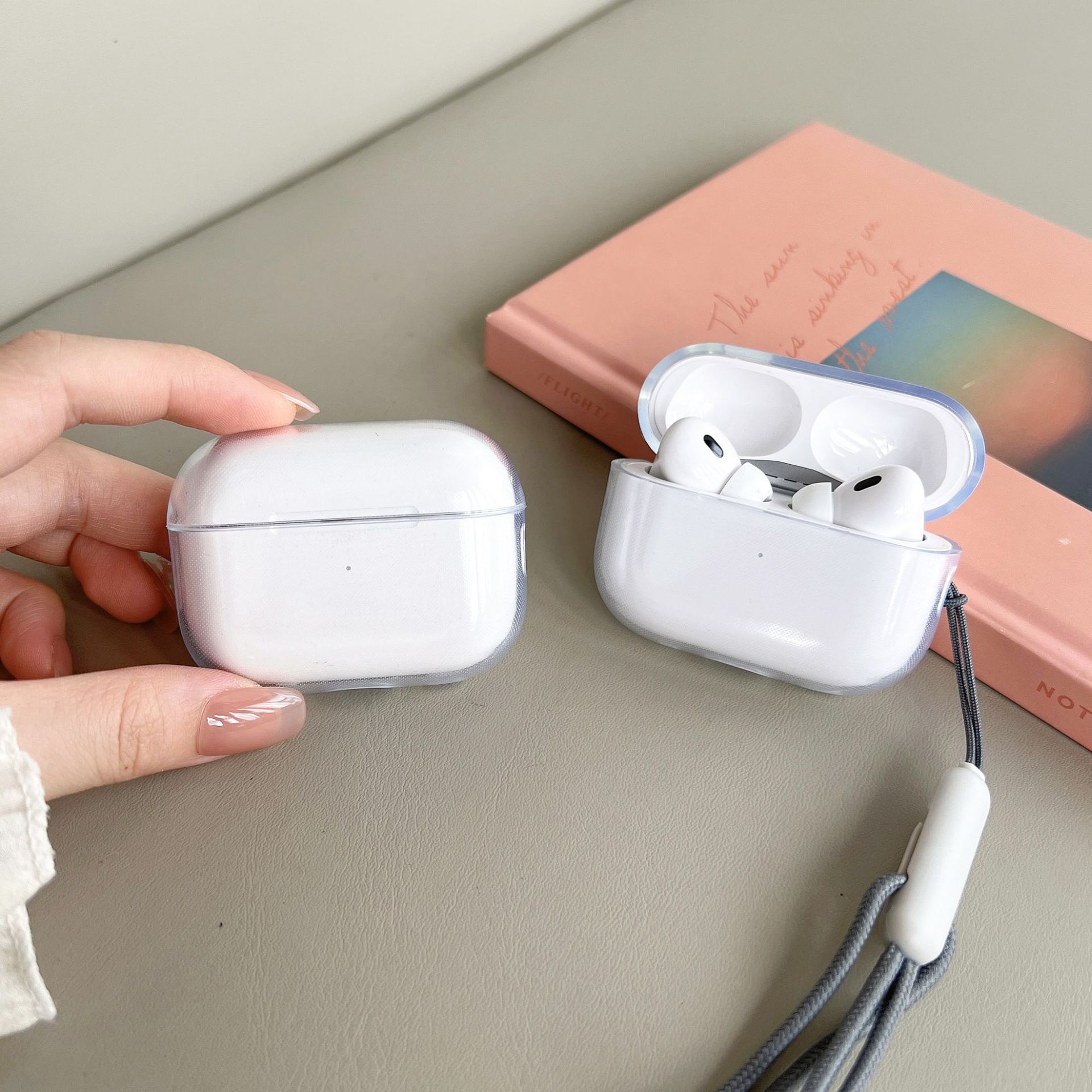 Cuerdas de alta calidad transparentes Apple Airpods pro2 cubierta de auriculares gruesa suave TPU cubierta de auriculares adecuada