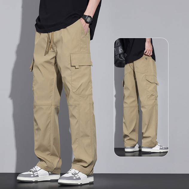Verano nuevos monos pantalones verano americano suelto recto nuevo estilo multibolsillos pantalones juveniles pantalones casuales para hombres