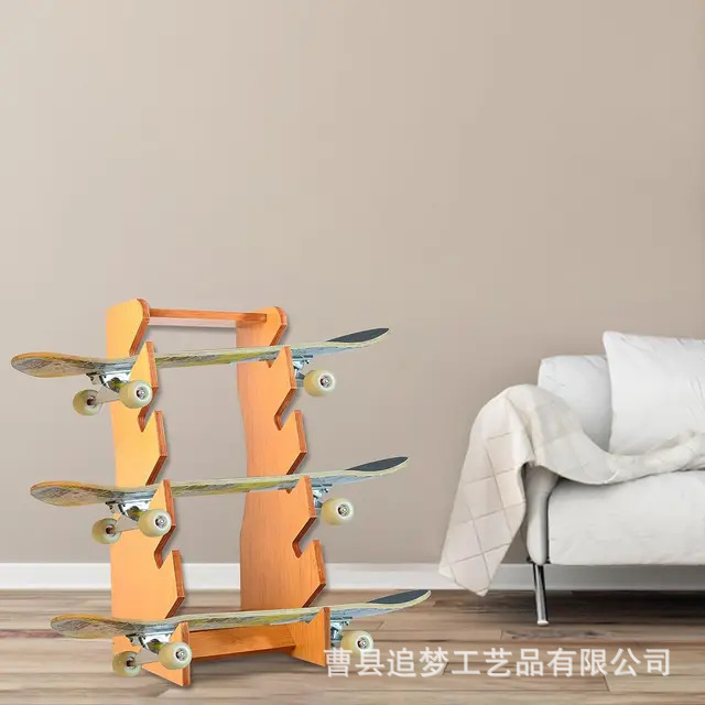 木质多层滑板架展示架创意通用收纳架支架摆件滑雪板收纳整理架