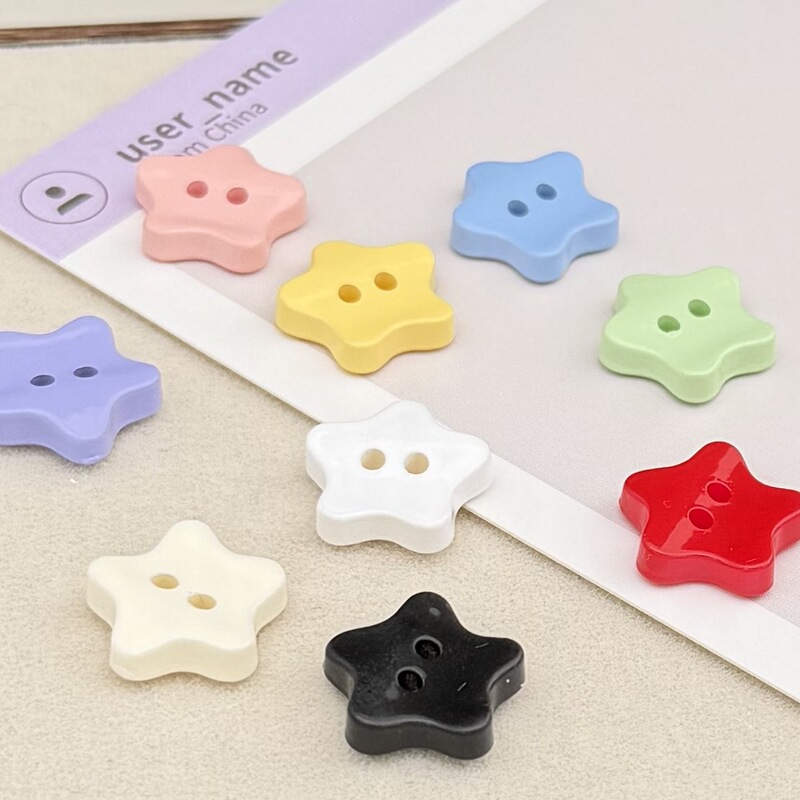 Colorful Five-Pointed Star Two-Hole Buttons for Children's Clothing, Women's Knitwear, Sweaters, Shirts, Cardigans, Handmade DIY Mixed Colors