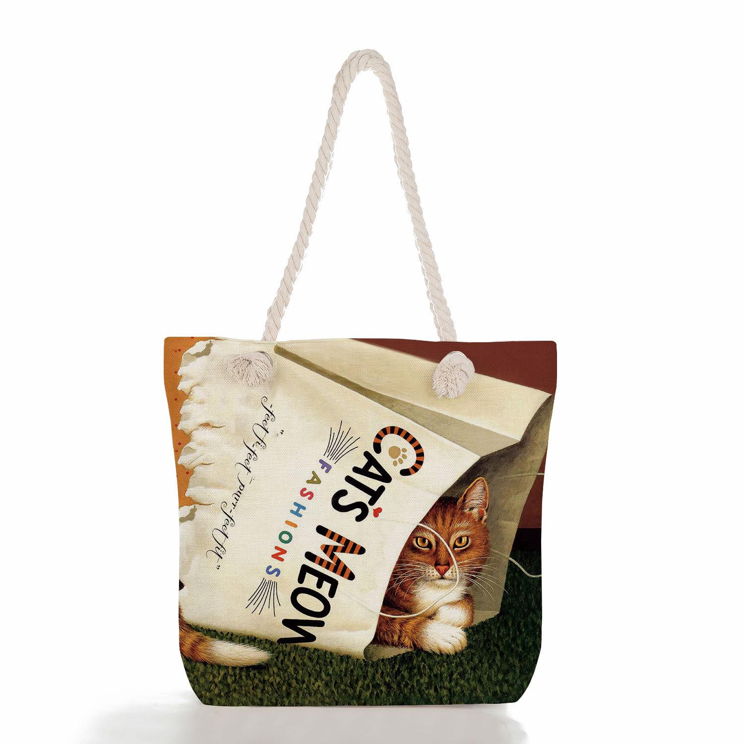 Women's Classic Style Cat Canvas Shopping Bags display picture 3