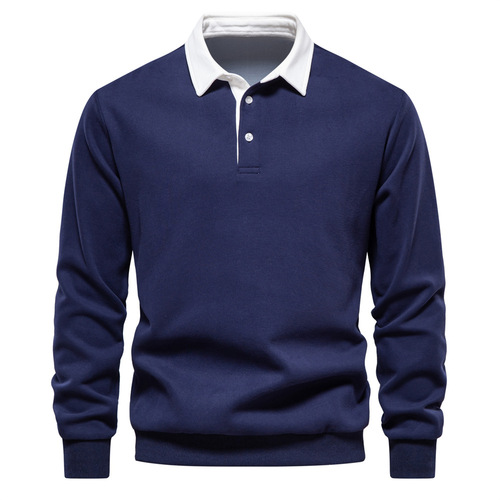 Fall Long Sleeve Polo Collar Sweatshirt Trendy EU Size Men's Sweatshirt High Quality Casual Matchable Men