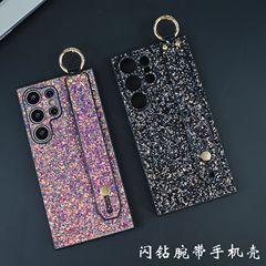 サムスンs 25ultra携帯ケースs 24plusリストバンドの全包s 22/s 1フラッシュドリルリストバンドスタンドのケースを適用します。