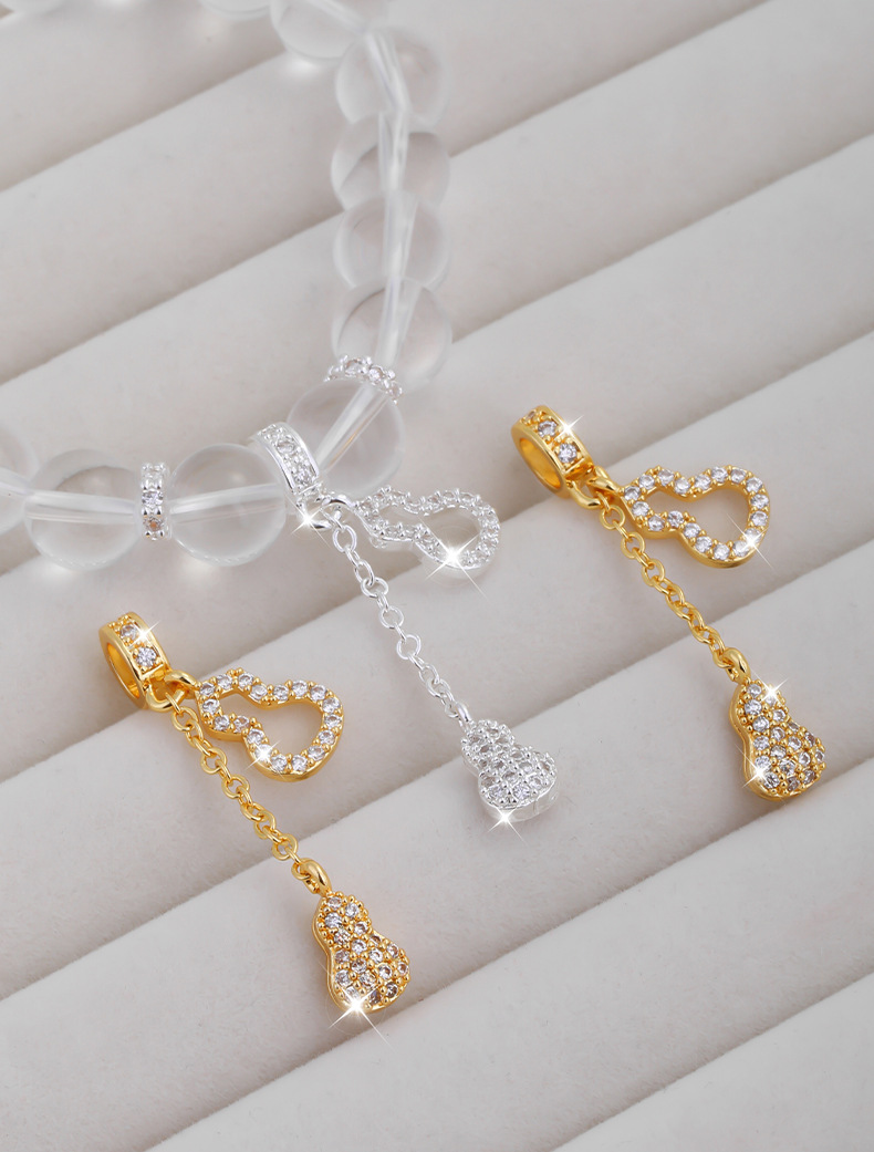 Cenbao 18K Gold Micro-Inlaid Zircon Double Gourd Accessories Crystal Bracelet Spacer Beads DIY Bracelet Necklace Small Pendant Pendant