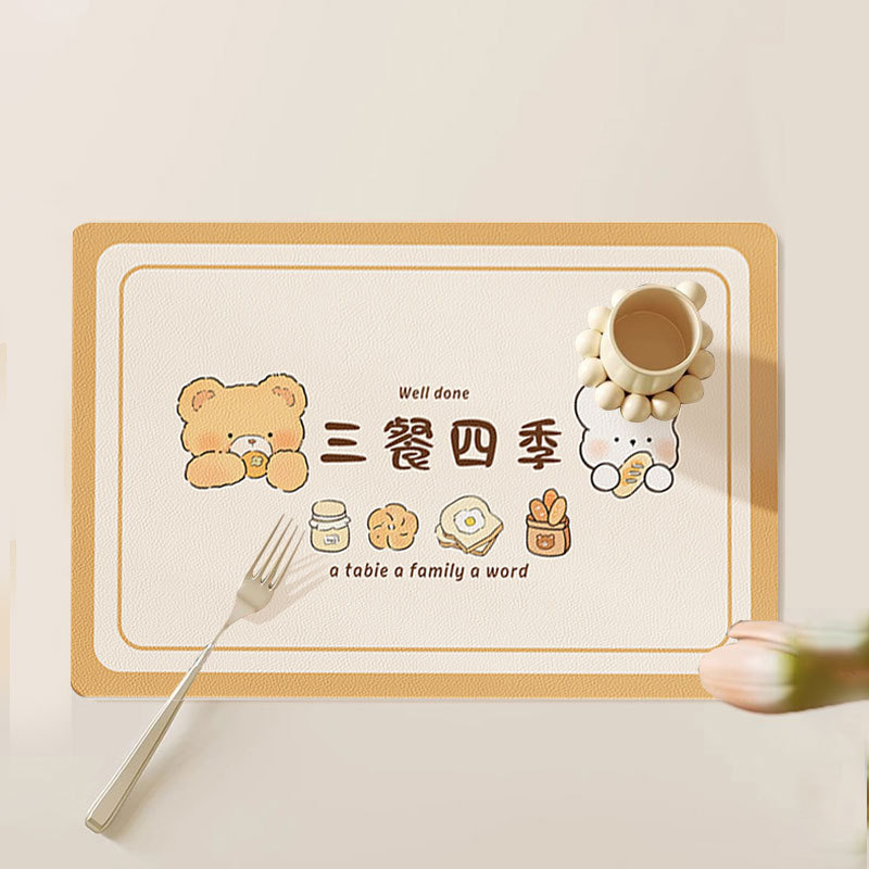 만화 캐릭터 식탁 매트, 단열 매트, 사각형, 기름 방지, 세척 불필요 식탁 매트, 어린이 및 초등학생용, 0.8mm 두께