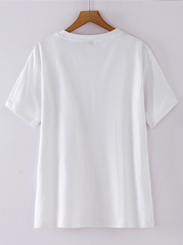 Cross-border TEMU free shipping women's short-sleeved Amazon AliExpress Shopee Western Valentine's Day heart round neck top