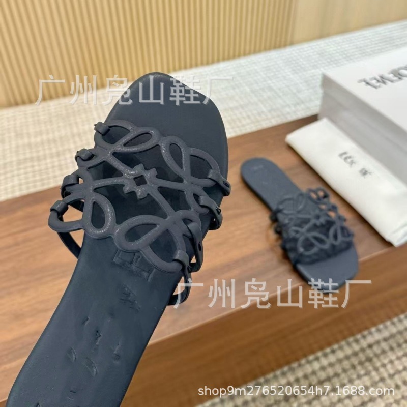 罗家镂空拖鞋2024夏季新品一字编织拖鞋外穿露趾休闲百搭凉拖女鞋|undefined