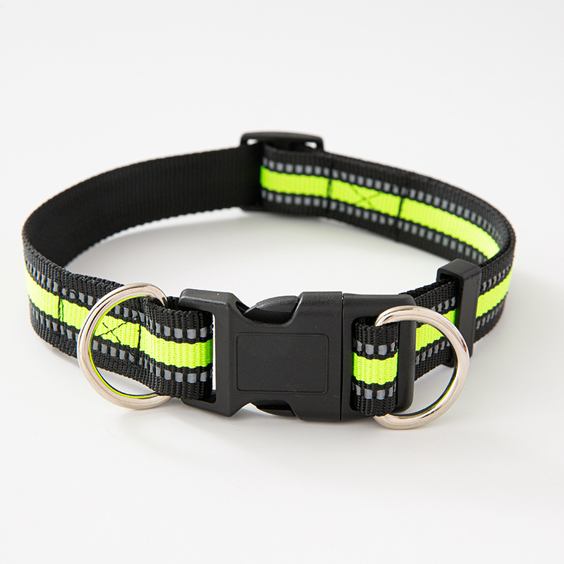 Productos para mascotas collar de nylon cuerdas transfronterizas amazonas ajustable reflectante nylon correa collar de perro directo