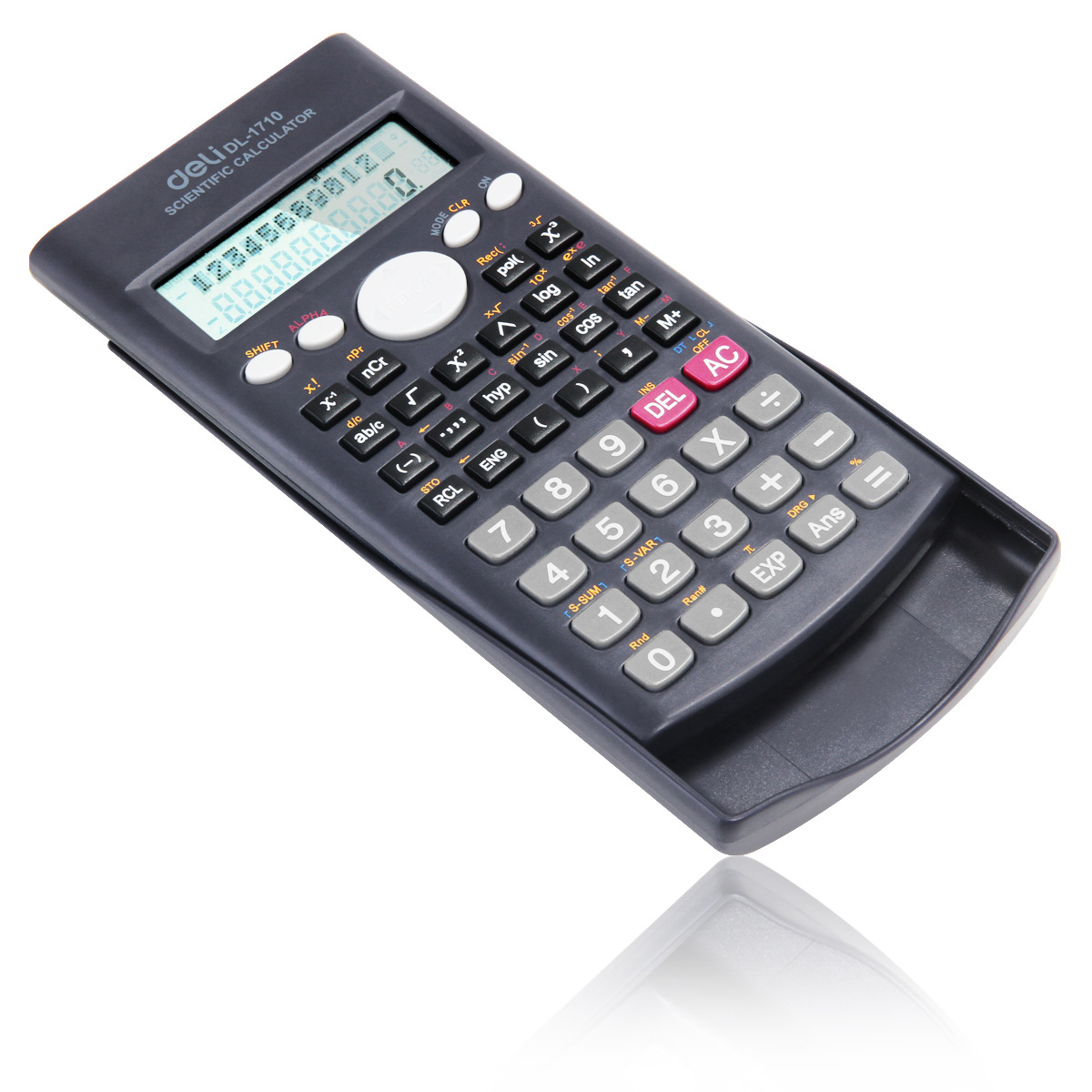 Deli 1710 estudiante de pantalla grande función De ciencia multifuncional Calculadora de protección de cubierta deslizante