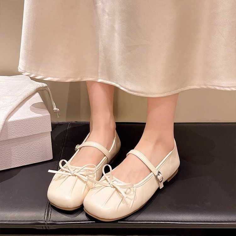Zapatos Mary Jane de estilo francés con aumento de altura de 5 cm para mujer, nuevos zapatos de otoño 2025 versátiles, retro, antideslizantes, con lazo, zapatos individuales