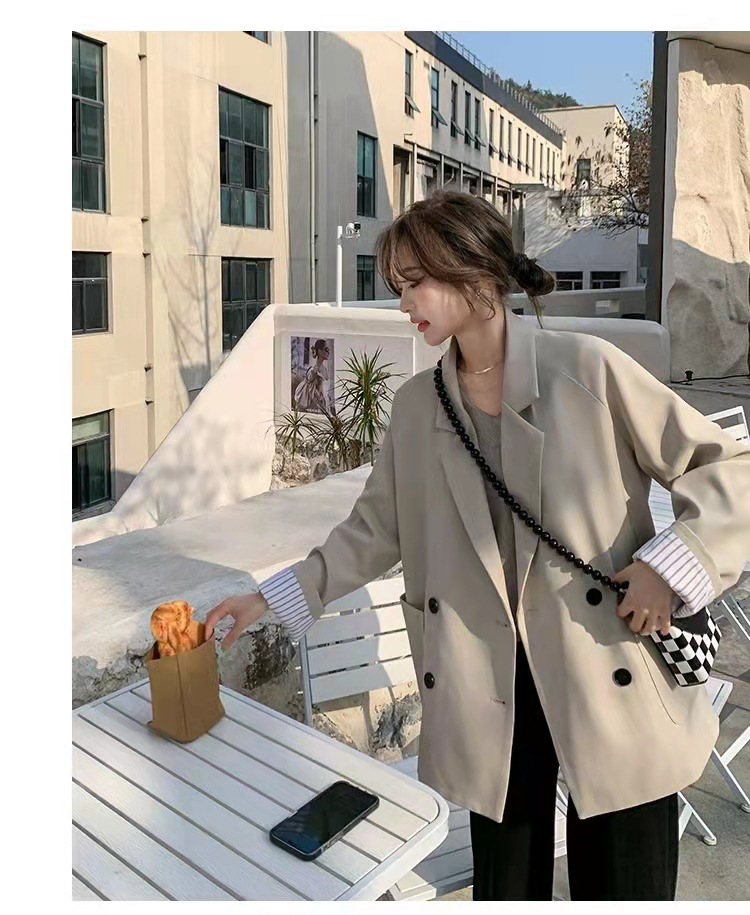 Chaqueta blazer casual para mujer corte holgado estilo coreano_voghion.com