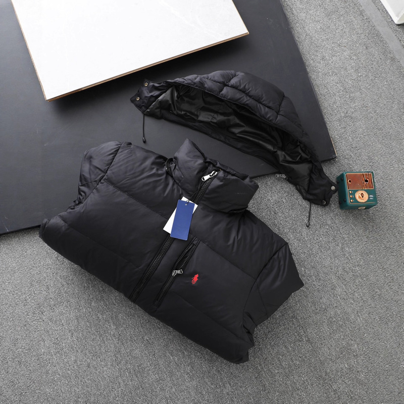 2025 New Model 90 White Duck down Winter Cold-Proof and Warm Polo Pony Logo Men's down Jacket with Detachable Zipper