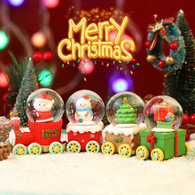 新款圣诞节礼物批发火车水晶球套装桌面装饰品树脂工艺品跨境新品