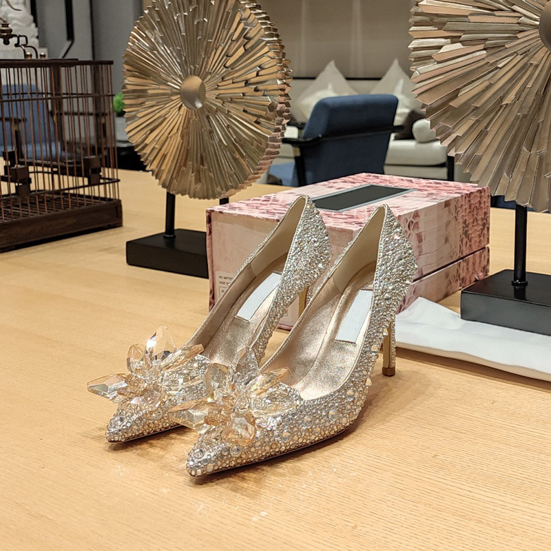 25新款JC家施华洛世奇水晶仙女鞋真皮细跟奢华优雅婚鞋宴会鞋百搭|undefined