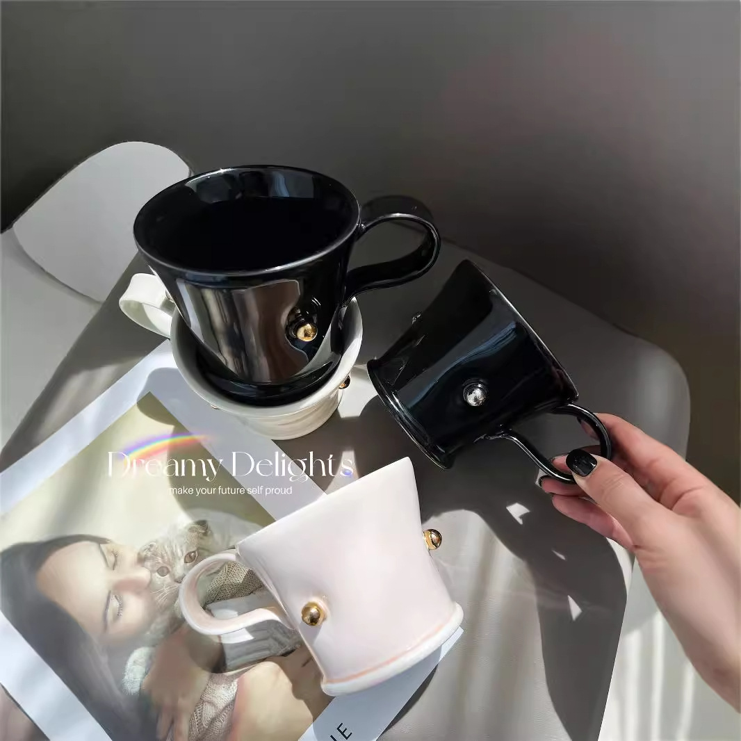 Taza de perla de nicho original diseñado para casa taza de pareja inviento taza de café de cerámica de oficina taza de desayuno