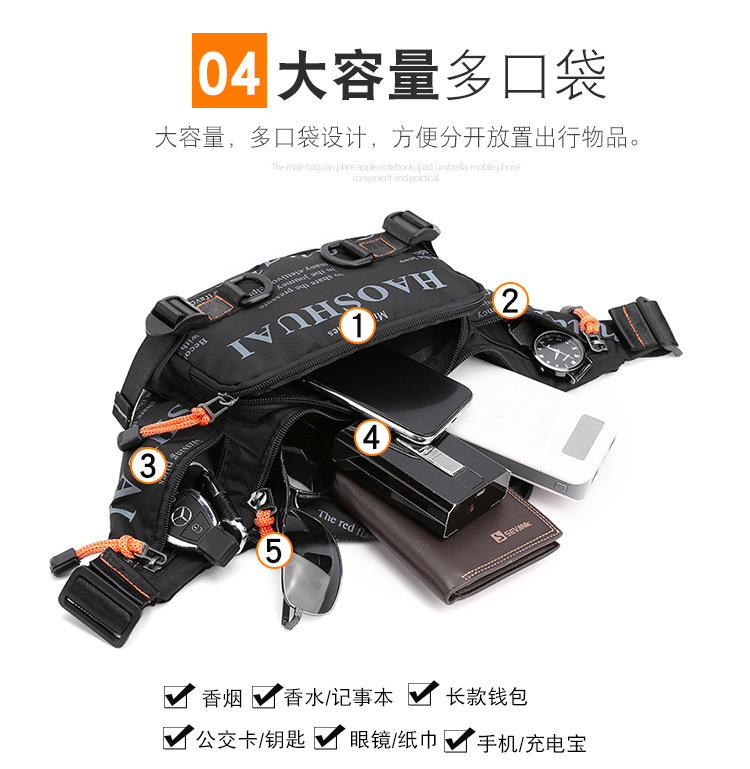 This men's waist bag is a small, lightweight, Instags-style Korean-style chest bag, a versatile and fashionable hip-hop single-shoulder crossbody small bag undefined