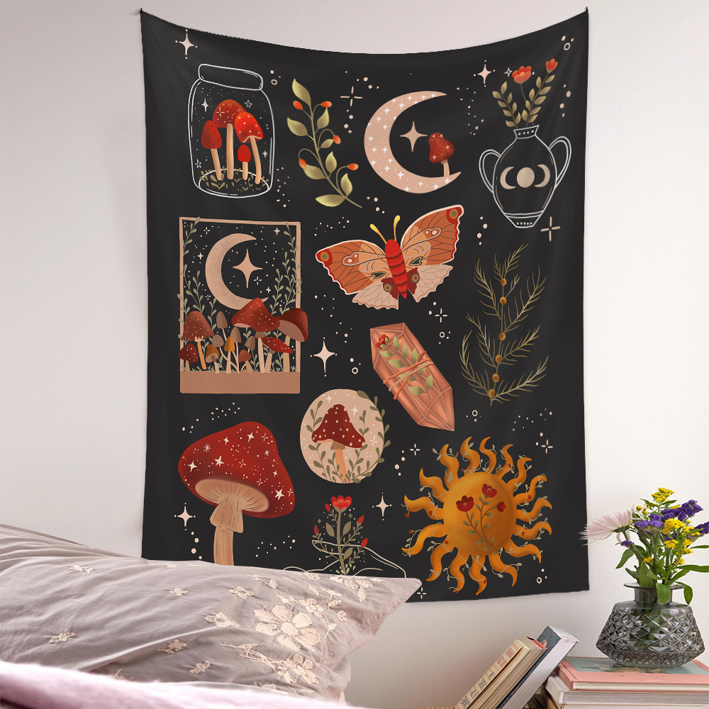 Bohemian Mushroom Butterfly Flower Tapestry Home Background Decoration Wholesale Nihaojewelry display picture 13