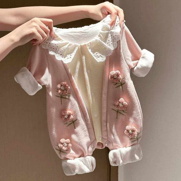 幼儿春秋款外出连体衣爬服女宝宝韩版秋装百天新生儿长袖洋气衣服|undefined