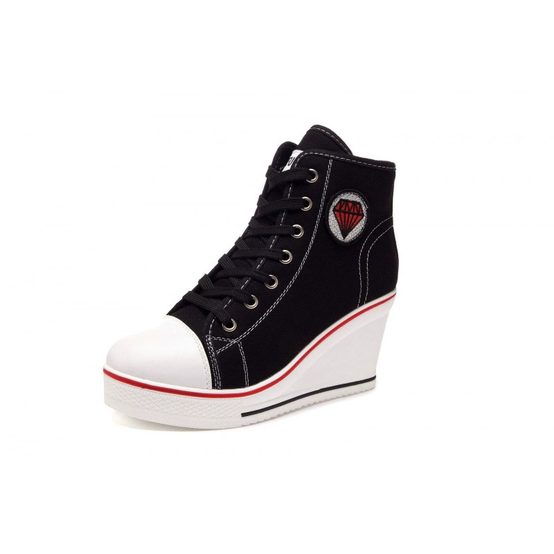 Кеды high-top из канваса, клиновидная подошва 8 см, боковая молния и шнуровка, размеры 35–43