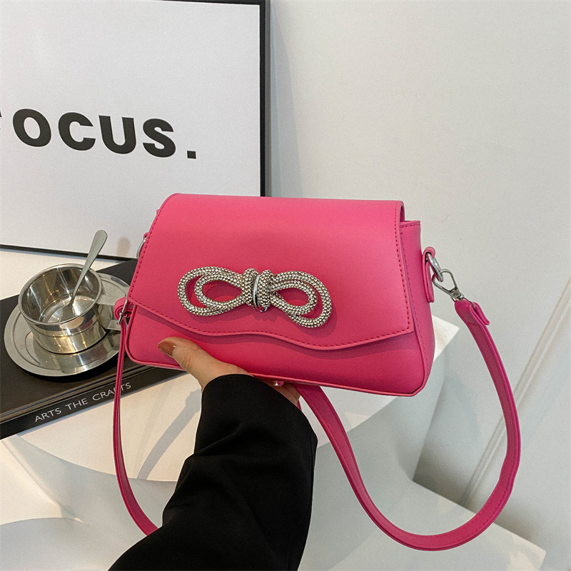 2024 primavera y el verano de moda bowknot bolso de las mujeres de alto grado rhinestone brillante cristal hombro bolsa de mensajero bolsas de todo el partido