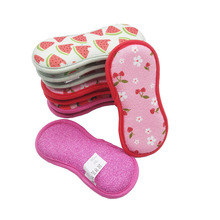 跨境涤锦丝加厚海绵擦8字印花海绵块厨房洗碗工具不伤锅水果系列