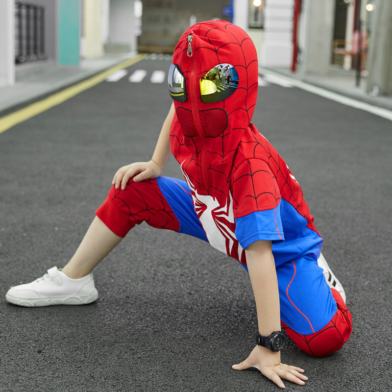 Boys' Spider-Man Summer Outfit 2026 New Pure Cotton Children's Sports Two-Piece Set Cartoon Stylish Clothes Boys' Spider-Man Summer Outfit 2026 New Pure Cotton Children's Sports Two-Piece Set Cartoon Stylish Clothes