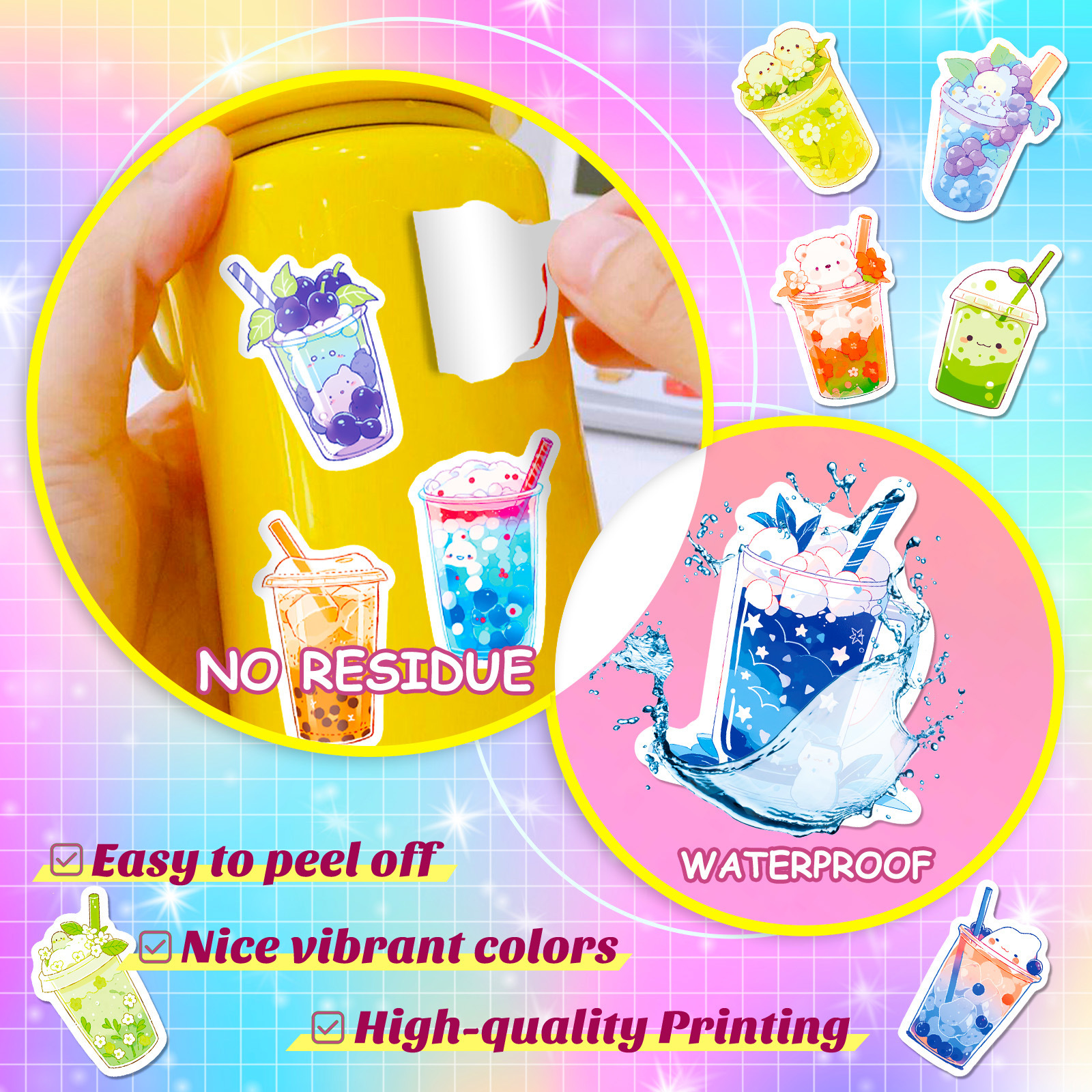 20g Weight Stickers Stationery Type 50 PCS/Package Quantity School Occasion PP Material Animal, Cartoon, Graffiti Pattern Cute Style 50 PCS/Package Animal Cartoon Graffiti School PP Cute Stickers 3