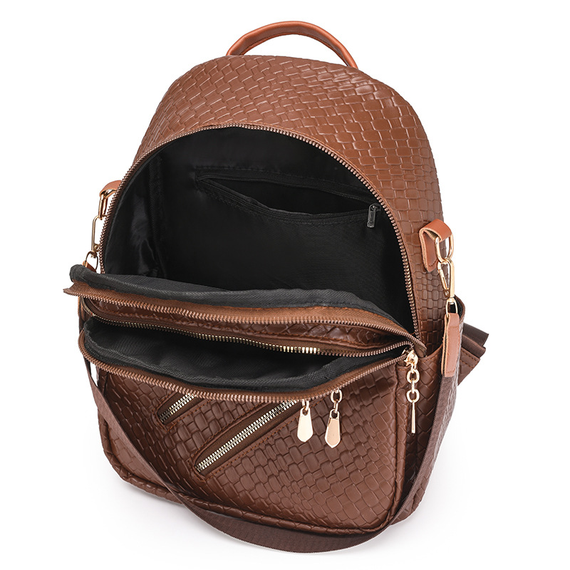 Comercio exterior al por mayor 2024 nueva mochila casual retro para mujer moda tejida viaje urbano mochila de gran capacidad