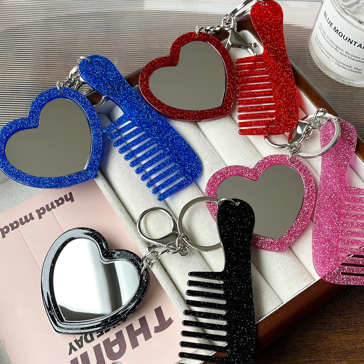 Pequeño pein acrílico pein colgante simple accesorios bolsos portátiles pein mango llave
