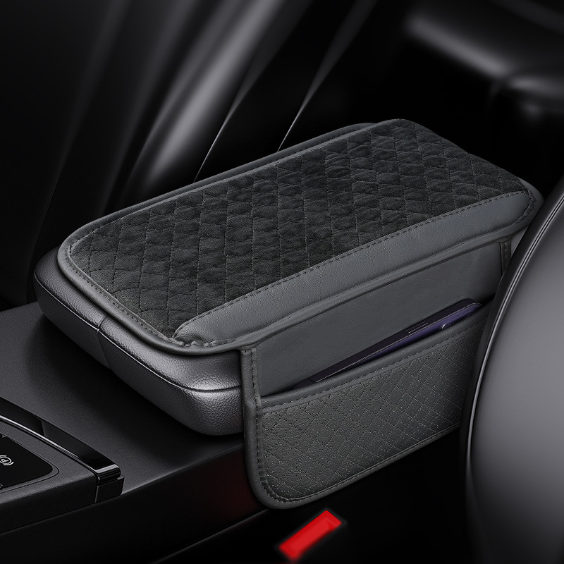 Fushou – Plush Car Armrest Armrest box pad - black