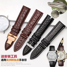 通用各大品牌美洲鳄鱼皮手表带男女16 18 20 22m真皮蝴蝶扣多尺寸