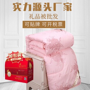 Wholesale Silk Quilt Gift Box Quilt Chemical Fiber Quilt Core Spring and Autumn Quilt Solid Color Quilt Air Conditioning Quilt Gift Quilt Thick Winter Quilt