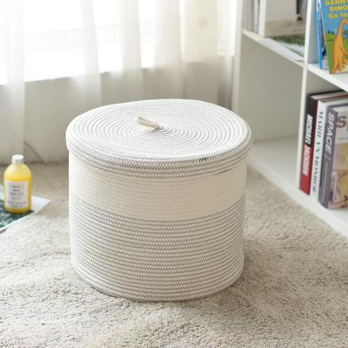 Clothing storage basket woven basket manufacturer direct sales foldable storage basket with cover cotton and linen rope storage box toys