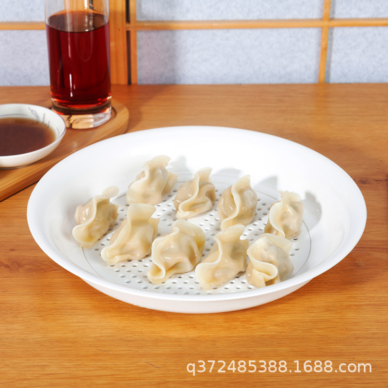Household large Japanese-style double-layer draining dumpling plate New 2023 steaming plate creative fruit plate dish tray
