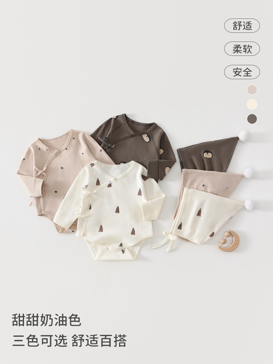 Bolsos de bebés primavera y otoño ropa de bebé recién nacido manga larga ropa de bebé triángulo ropa de bebé otoño image 1