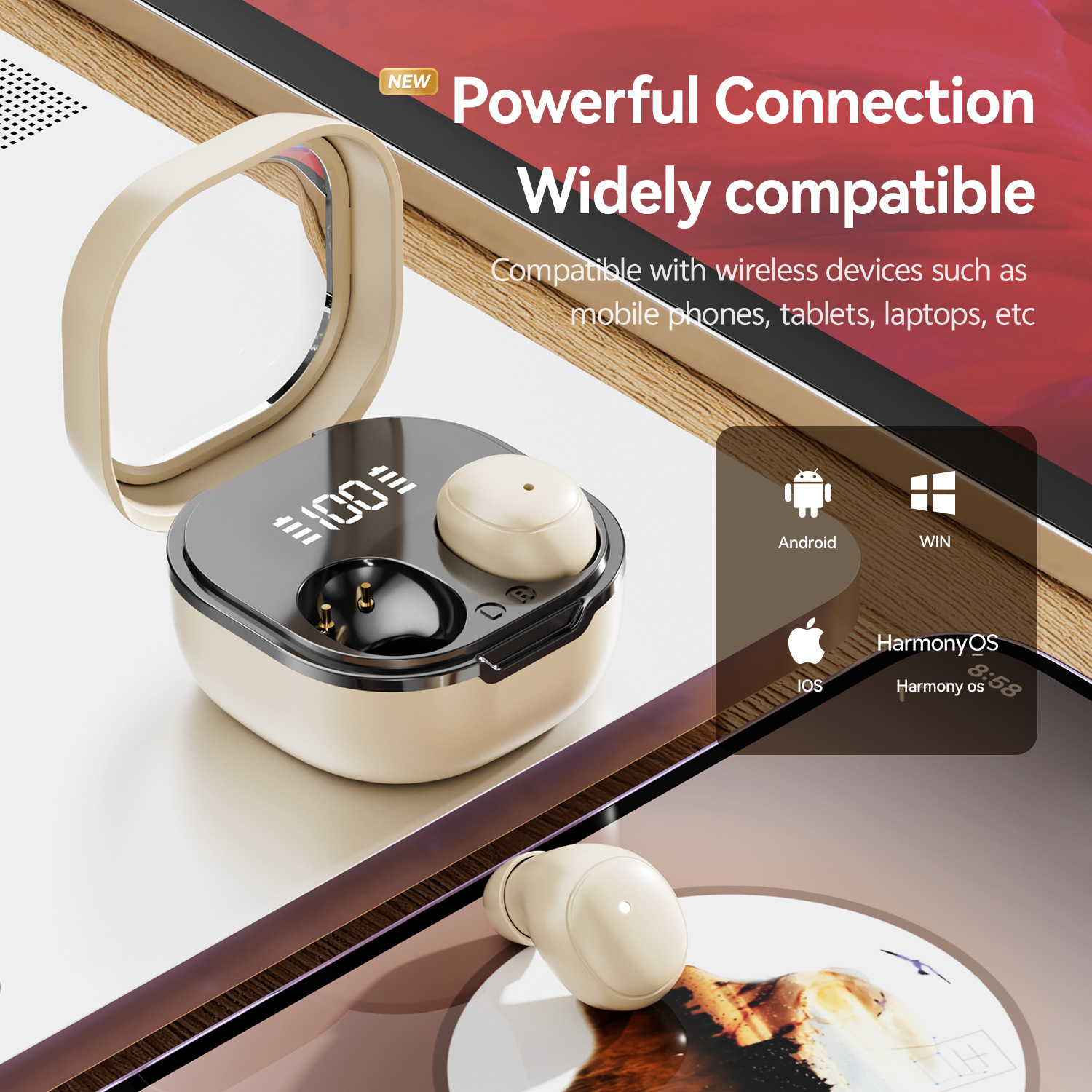 Mini-Geschenk Bluetooth TWS Kabellose 6.0 Sport- und Gaming-Kopfhörer mit langer Akkulaufzeit und Geräuschunterdrückung_voghion.com