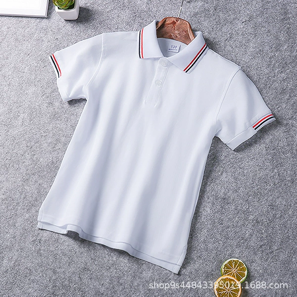 White colored polo, with short sleeve